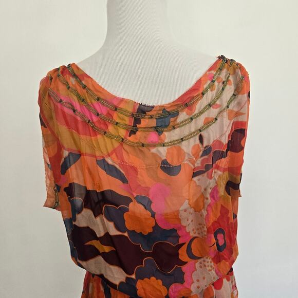Diane von Furstenberg Ezmeralda Silk Blouse Emellished Layered Floral Women 8 - Picture 6 of 14